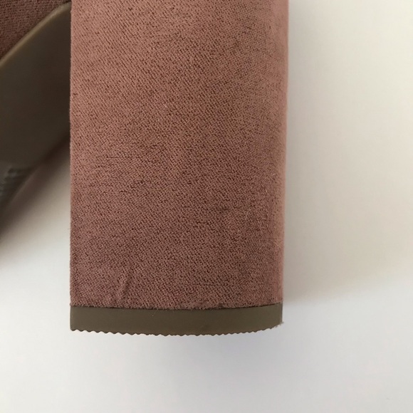 New! Block Heel Faux Suede Bohemian Pink Mauve Chunky High Heel Braided Sandals - Picture 10 of 12